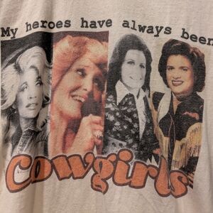 My Heroes Have Always Been Cowgirls Graphic Ringer Tee Western Shirt M